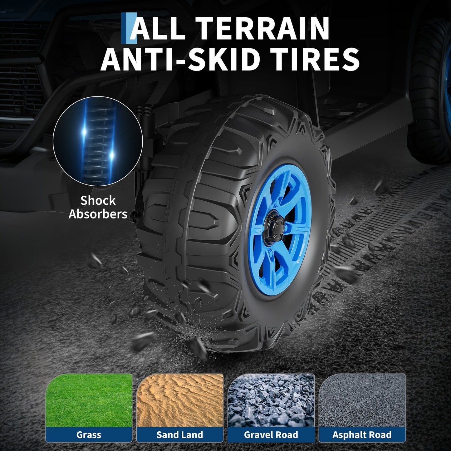Garvee 12V Electric Ride On Car for Kids 3-8 Years, 2 * 45W Motor, Remote Control, LED Lights, Music Player & Emergency Brake, Battery Powered Cars for Toddlers & Big Kids - Blue
