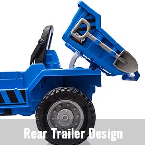 Garvee Ride - P Series: 12V Kids Ride on Dump Truck with Electric Bed, Remote Control, USB, MP3, Music, Battery Indicator, Blue