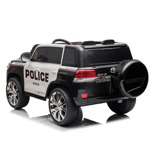 Garvee Ride - P Series: 12V Toyota Land Cruiser Kids' Car: Remote, LED, 3 Speeds, Dual 45W Motors, USB Music, Seat Belt, CPC & ASTM Approved - Black and White
