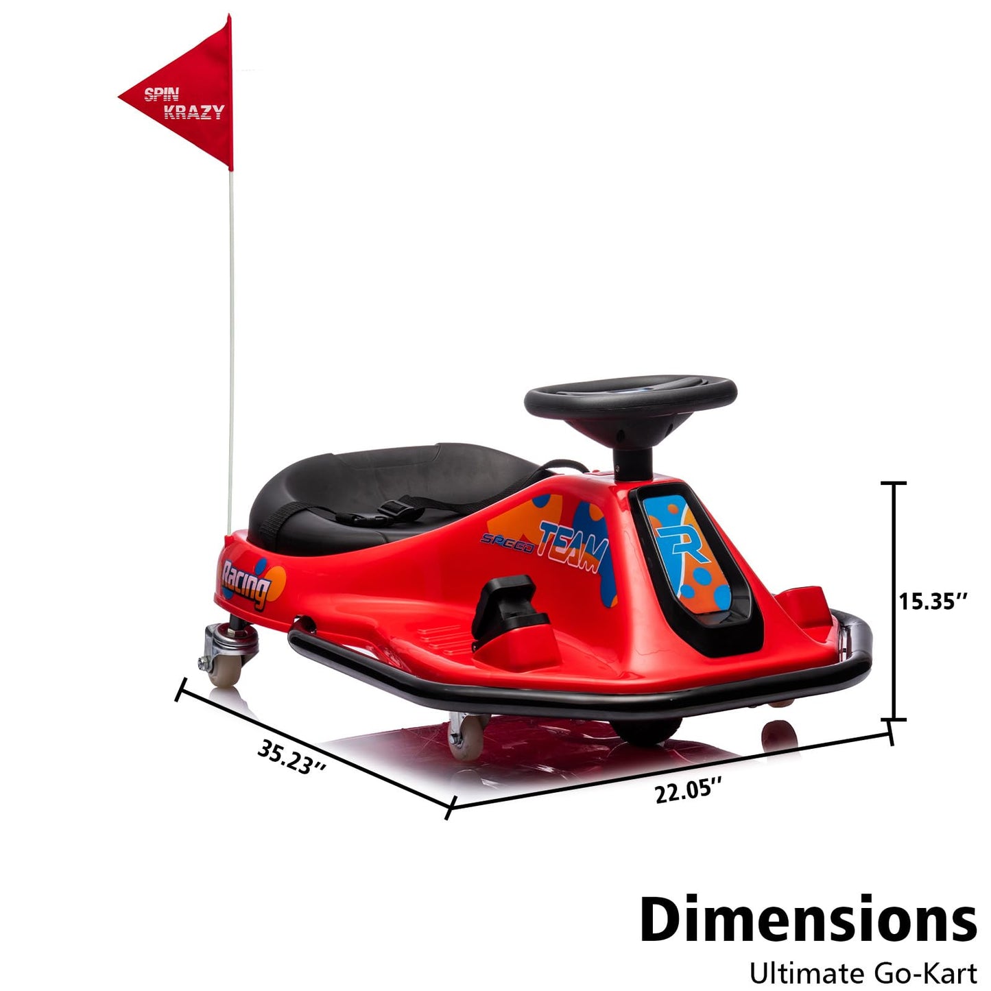 Garvee Ride - P Series: 360 Degrees Rotating Ride On Drift Car,Electric Drifting Go Kart,24V Ride On Race Car,Variable Speed for Kids,Simplified Drift System,Flashing Lights, Flag, Music - Red
