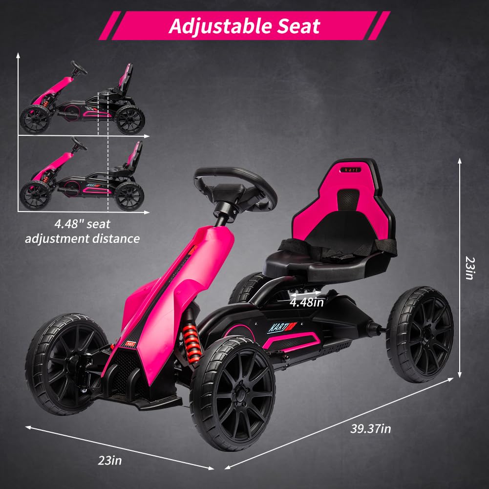 Garvee Ride - P Series: 12V Electric Go Kart for Kids,7Ah Battery Powered Car for Toddlers, Ajustable Seat, High/Low Variable Speeds,EVA Wheels, for 3-6 Years - Pink