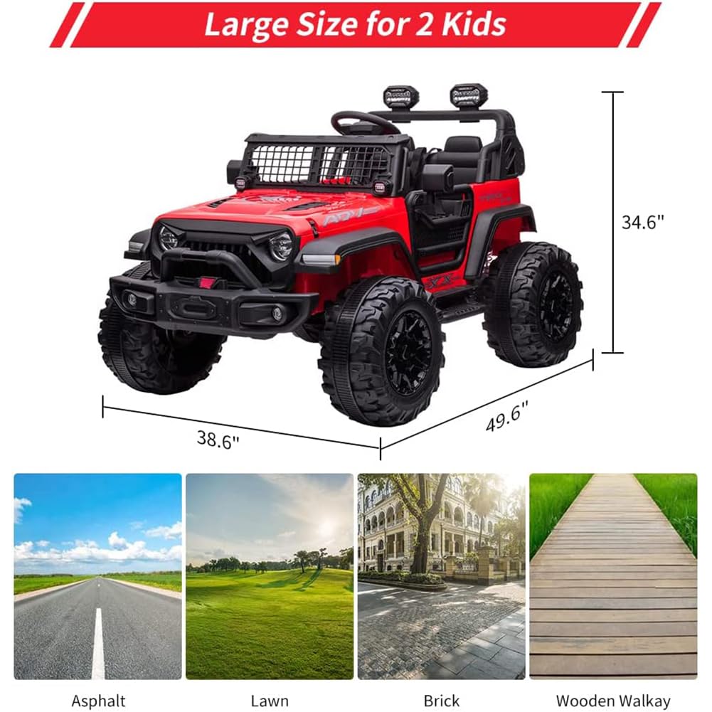 Garvee Ride - P Series: 24V Kids Ride-on Truck with Parental Remote Control, Battery Powered Ride on Car for Boys Girls 3-6 Yrs, Red