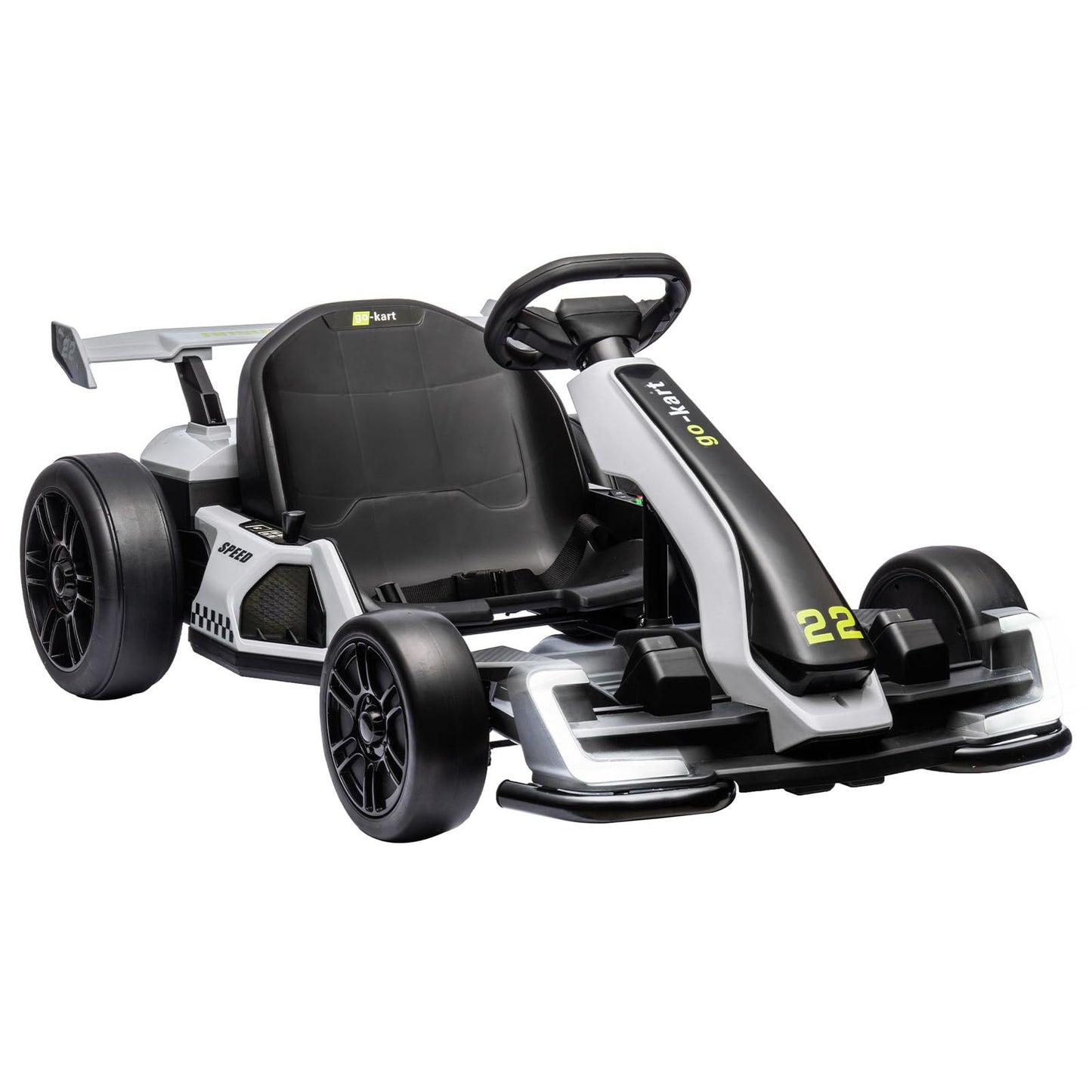 Garvee Ride - G Series: 24V Electric Go Kart, with 300W Strong Motor, Drift/Sport Mode, Big Battery, Eva Tire,Length Adjustment for Outdoor Racing Toy-White