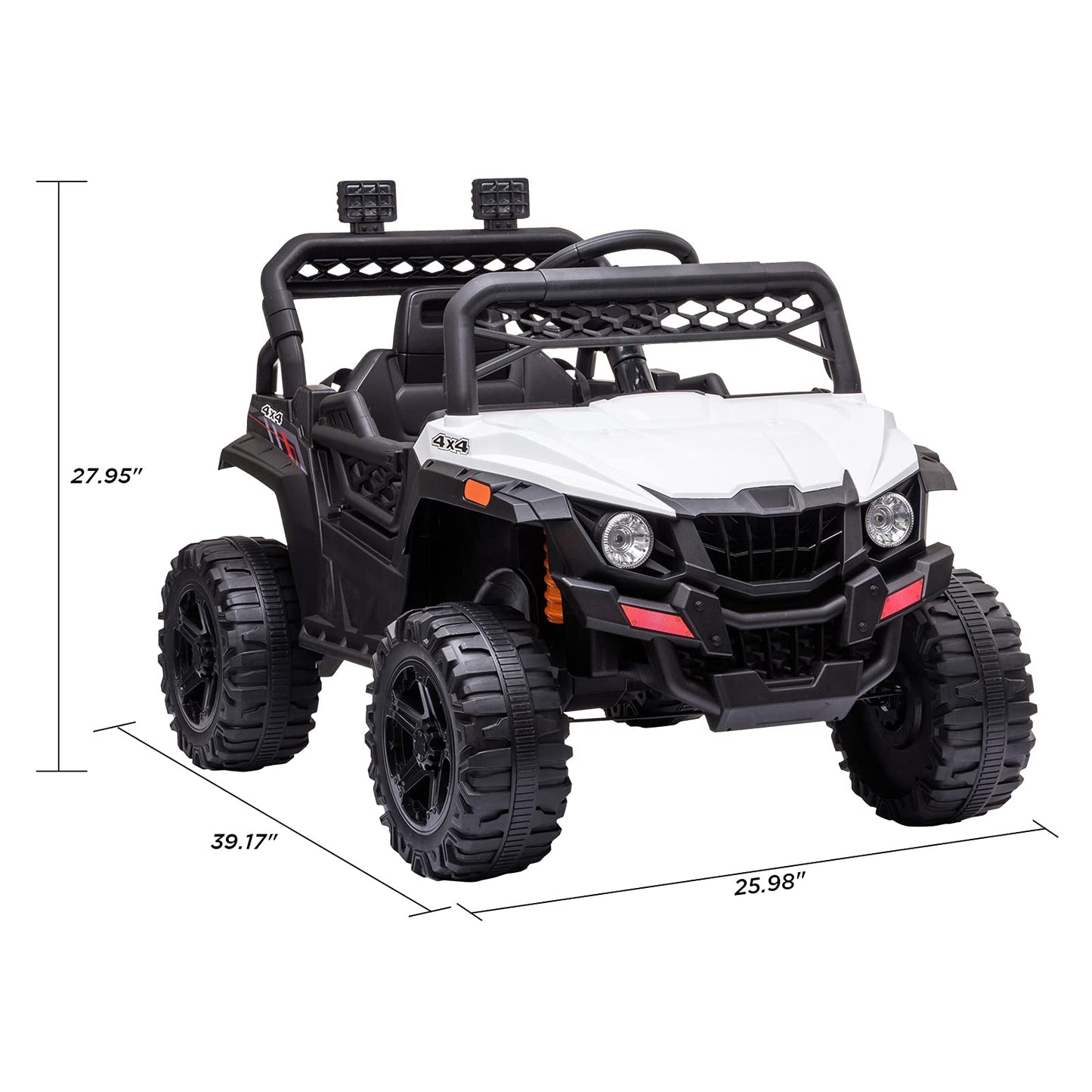 Garvee Ride - P Series: 12V Kids Car: Ride-On Truck, Remote, Suspension, LED, 1.8-3.7 MPH, MP3, Engine Sound, ASTM Certified, for 3-7 Years - White