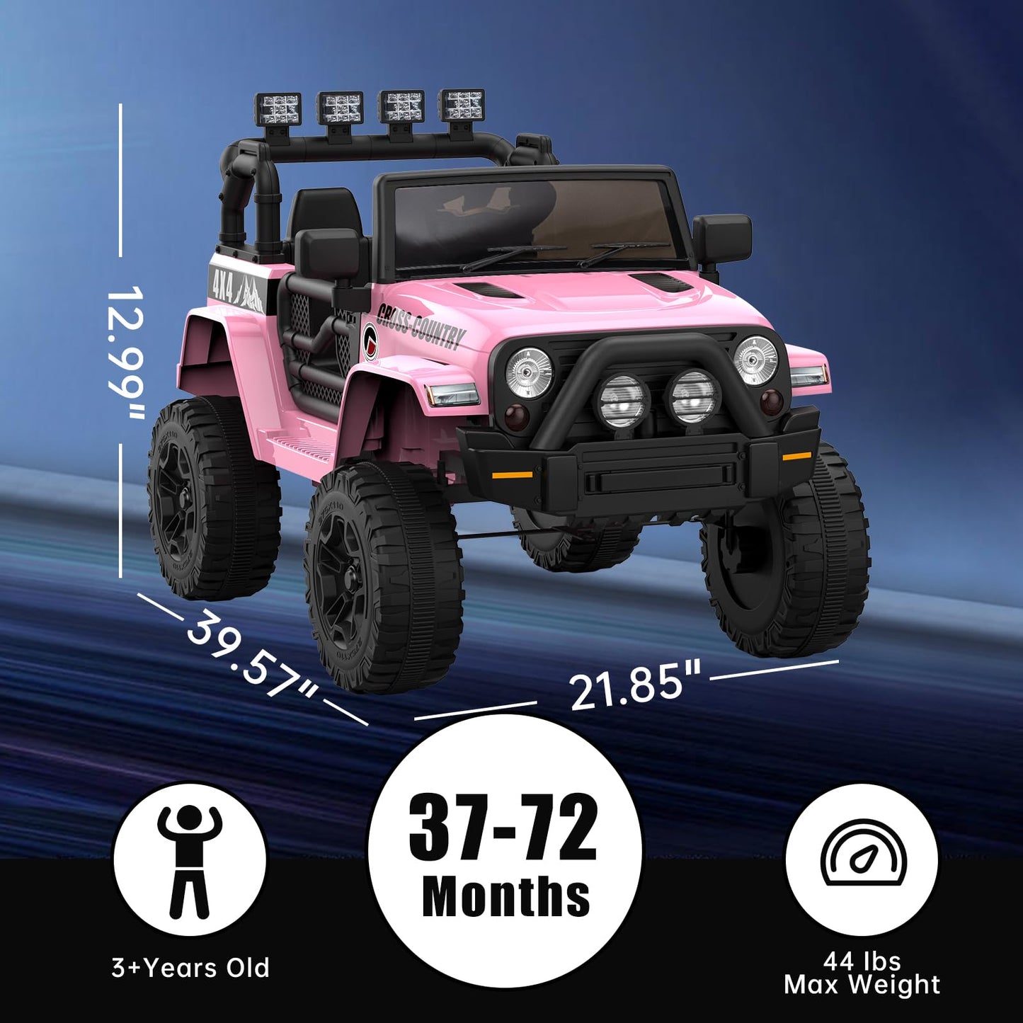 Garvee Ride - P Series: 12V Kids Ride On Truck Car w/Parent Remote Control, Spring Suspension, Led Lights,3 Speed Adjustable, Kids Gift for Boys and Girls - Pink