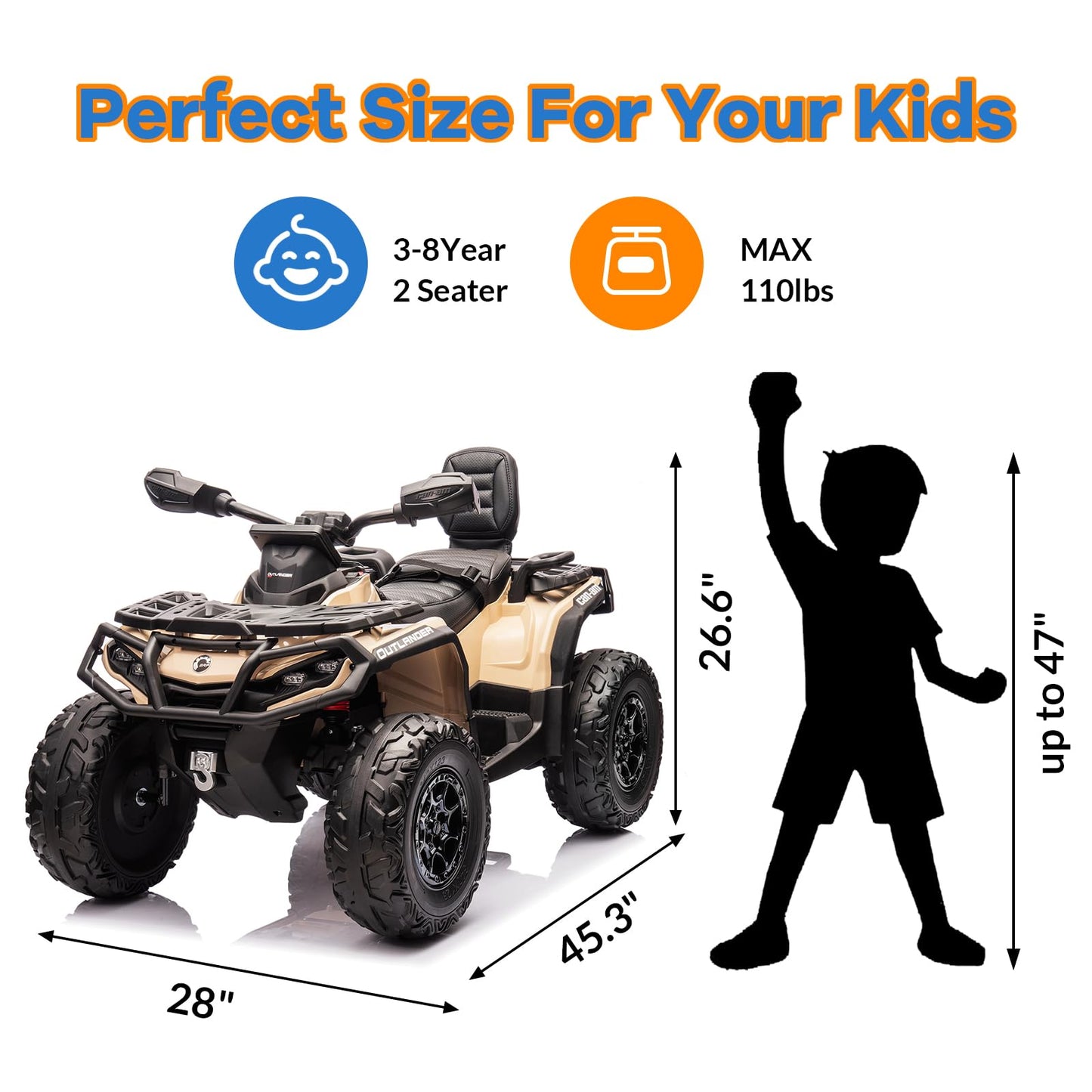Garvee Ride - P Series: 12V Ride-On Toy Car for Toddlers, 4-Wheel Vehicle with 2-Seater, Remote Control, LED Lights, Music, and Spring Suspension, Electric Car for Kids, 2-4 Mph Safety Speed, Brown