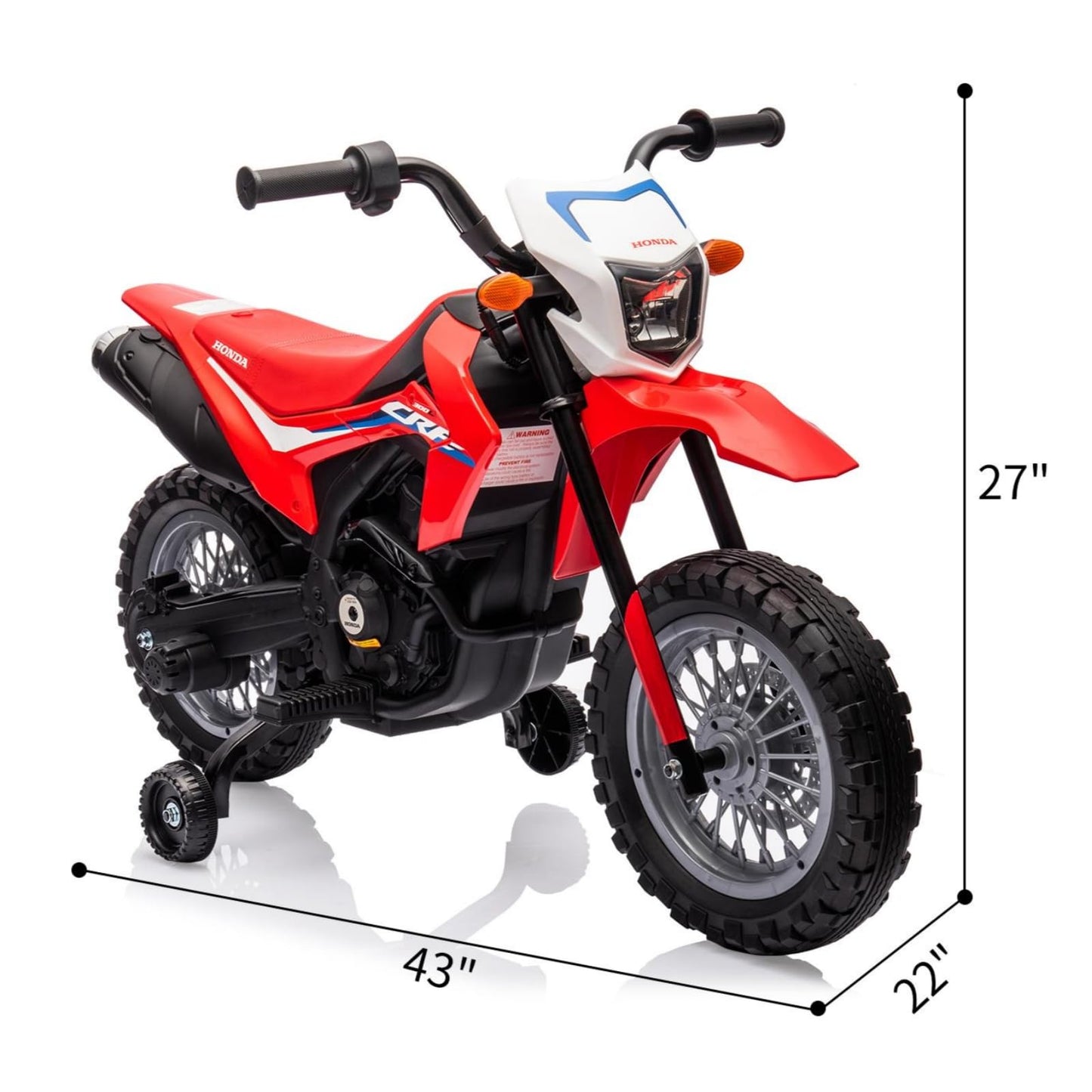 Garvee Ride - P Series: Kids Electric Ride on Motorcycle, Licensed Honda Battery Powered Motorbike Toy, with Training Wheels, Rechargeable Battery, Headlight, Engine Sounds, for Children Girls Boys - Red
