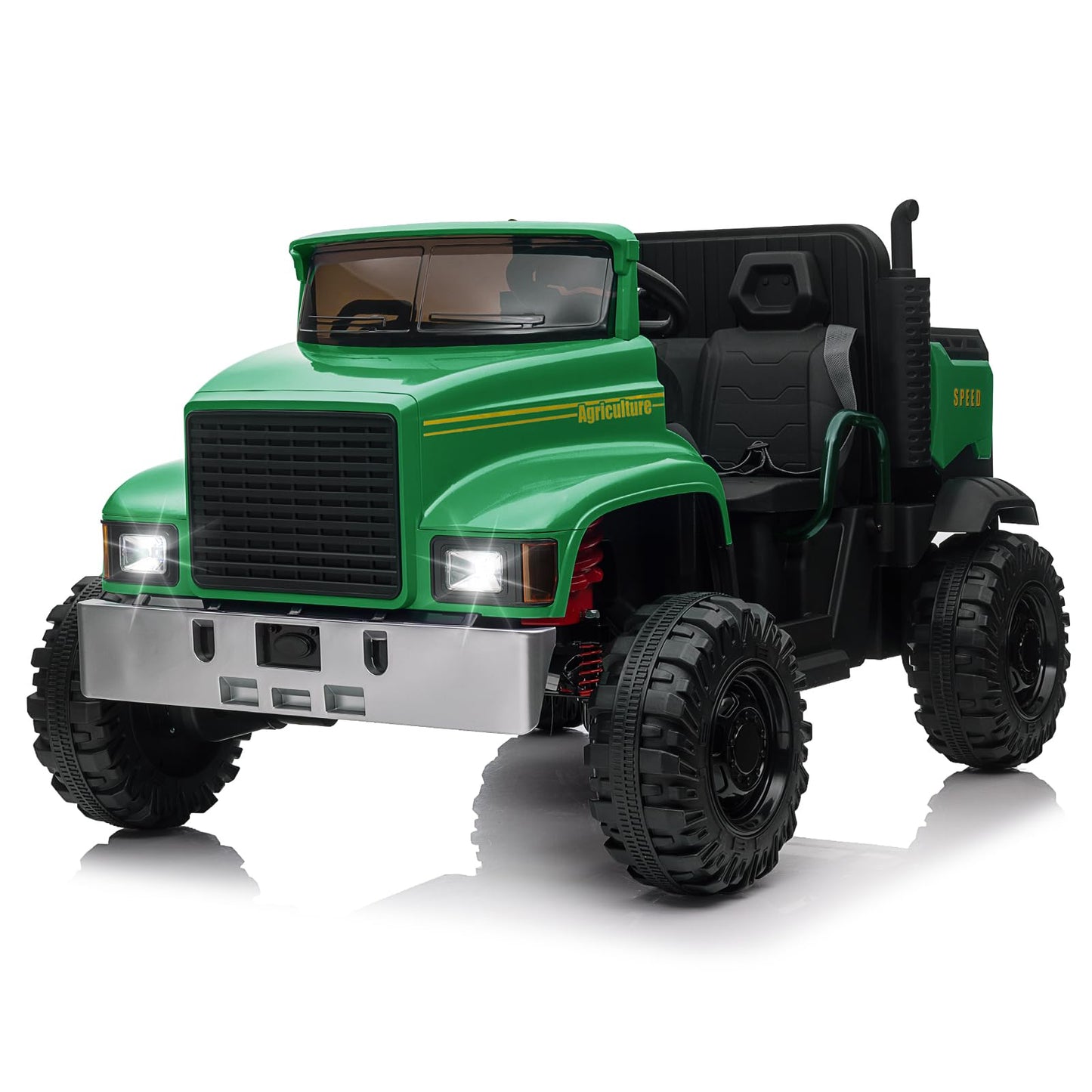 Garvee Ride - P Series: 24V Ride On Truck with Remote Control Electric UTV Vehicles with Dump Bed, 4WD Power 4x200W Motors,4xSpring Suspension, 3 Speeds, 2 Seater Kids Ride On Toys Best Gifts for Kids - Green