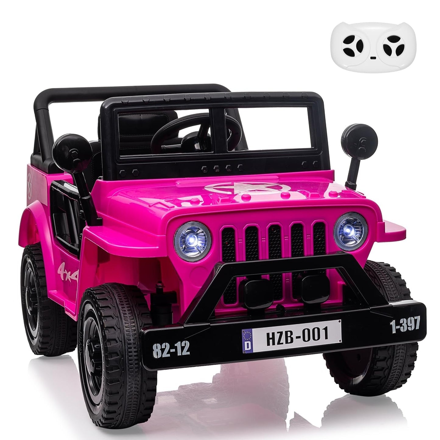Garvee Ride - P Series: 12V Kids Ride On Truck Car, Electric Ride On Car with Remote Control, Spring Suspension, Various Speeds, LED Lights, Music, and Safety Belt, Electric Ride On Toys for Kids 3+ - Pink