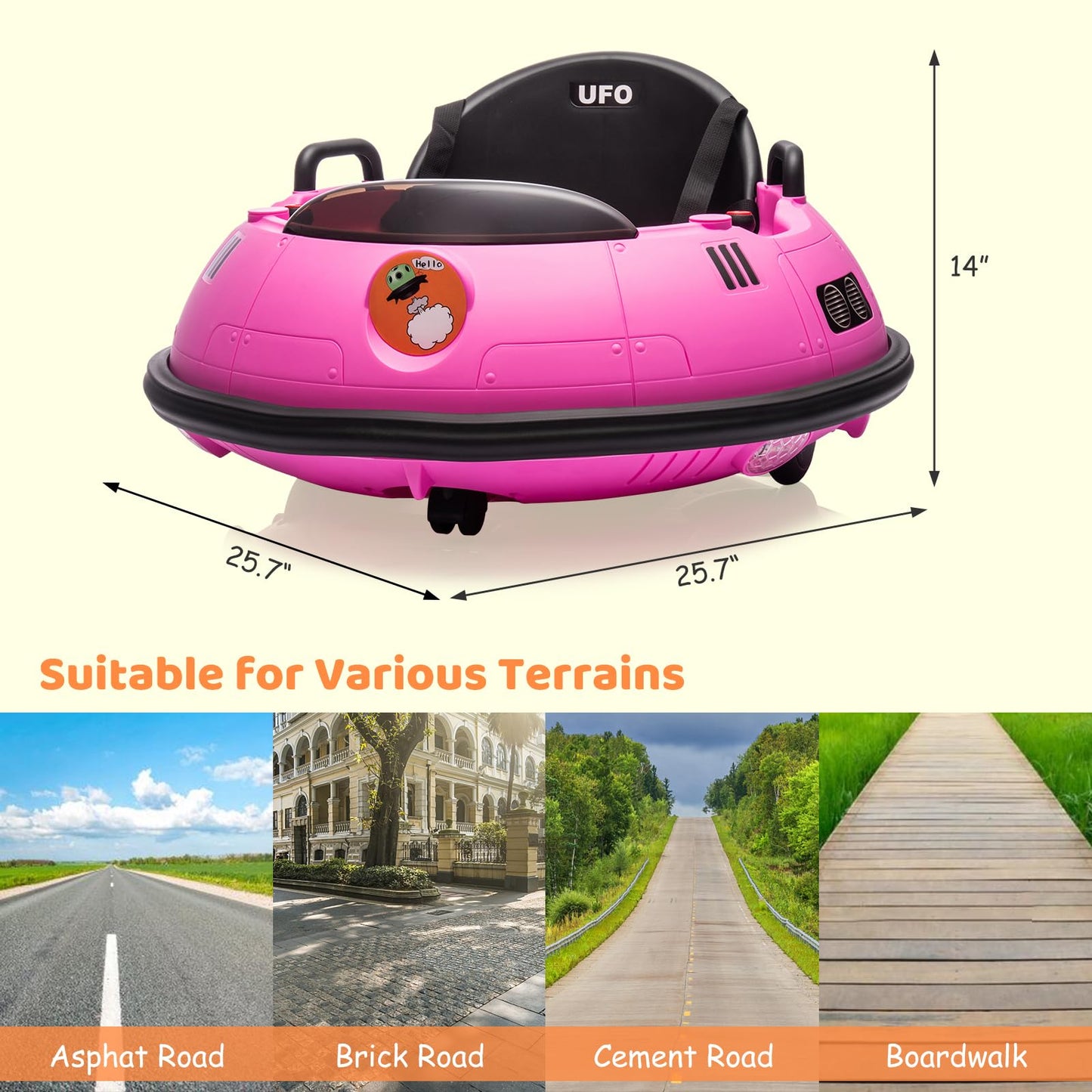 Garvee Ride B Series 12V Electric Ride on Bumper Car for Toddlers, Kids Bumper Car with Remote Control, LED Lights & 360 Degree Spin, Indoor and Outdoor for 18+ Months Kids - Pink