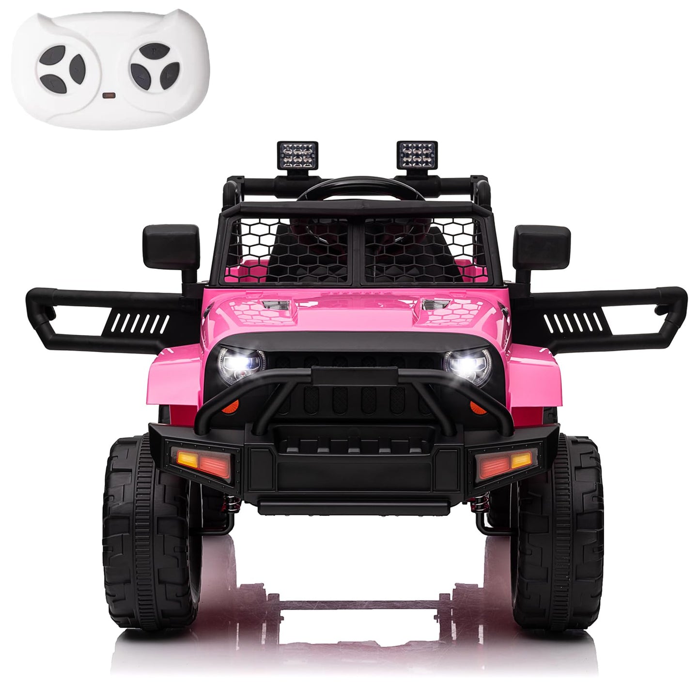 Garvee Ride - P Series: 12V Ride On Truck Car for kid : Remote Control, 3 Speeds, MP3 Music, Suspension, LED Lights,for 3+ Year Old - Pink