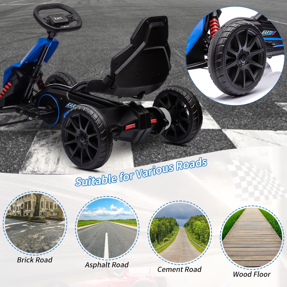 Garvee Ride - P Series: 12V Electric Go Kart for Kids,7Ah Battery Powered Car for Toddlers, Adjustable Seat, High/Low Variable Speeds,EVA Wheels, for 3-6 Years - Blue