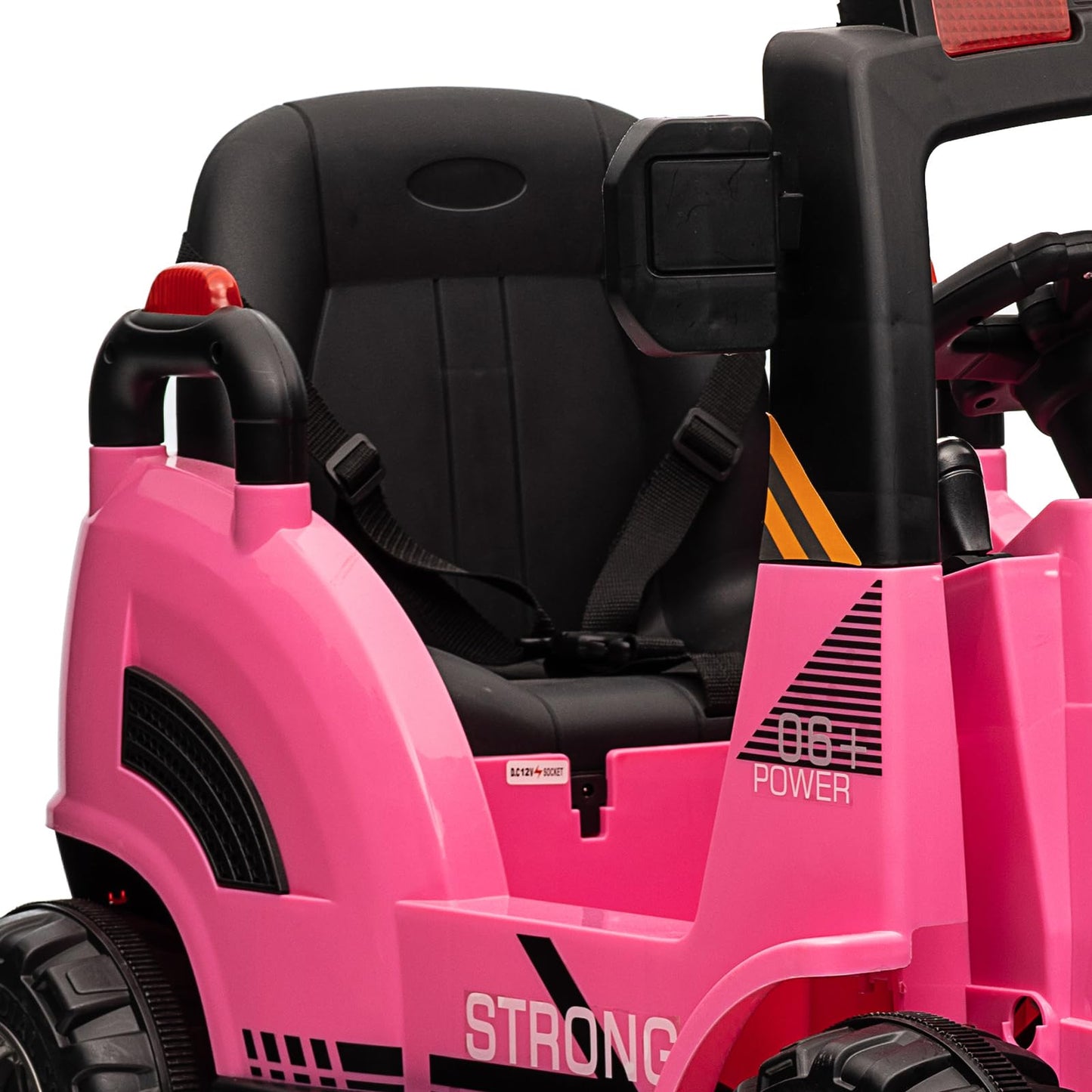 Garvee Ride - P Series: 12V Electric Forklift Ride-On: Liftable Fork, Remote, Music, Realistic Design, 66lb Load, for 3-7 Years - Pink