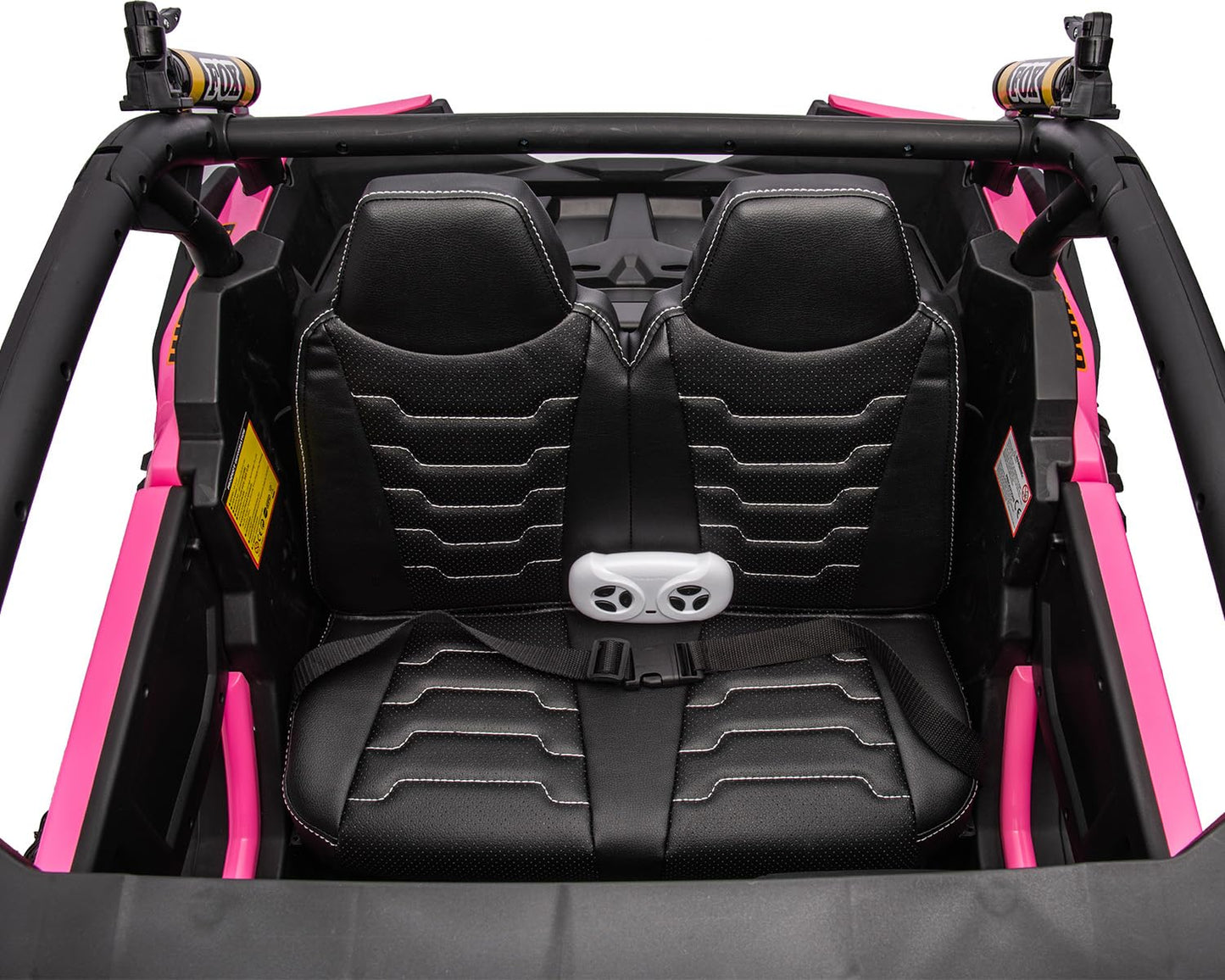 Garvee Ride - P Series: 24V 2 Seater Kids Ride on UTV Car For age 3+, w/Remote Control, 4WD Powerful Electric Vehicle with 4x75W Motors, 4 Shock Absorber, Leather Seat, Music and Light - Pink
