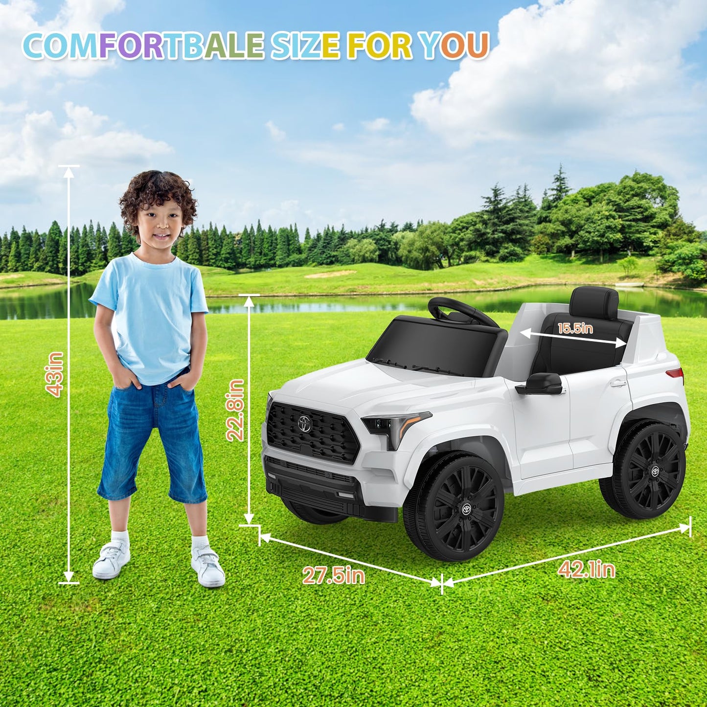 Garvee Ride on Truck Car 12V Battery Powered Kids Electric Vehicles, Licensed Toyota Kid Cars, Ride on Toys with Remote Control, Spring Suspension, LED Lights, Music, 3 Speeds