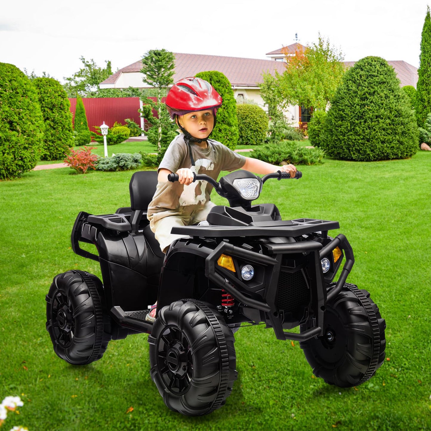 Garvee Ride - P Series: 4 Wheeler Electric Vehicle for Big Kids 2 Seater Battery Powered Ride On Toy Car with Spring Suspension, LED Lights, High & Low Speed, Music, USB, Soft Start for Toddlers, Black