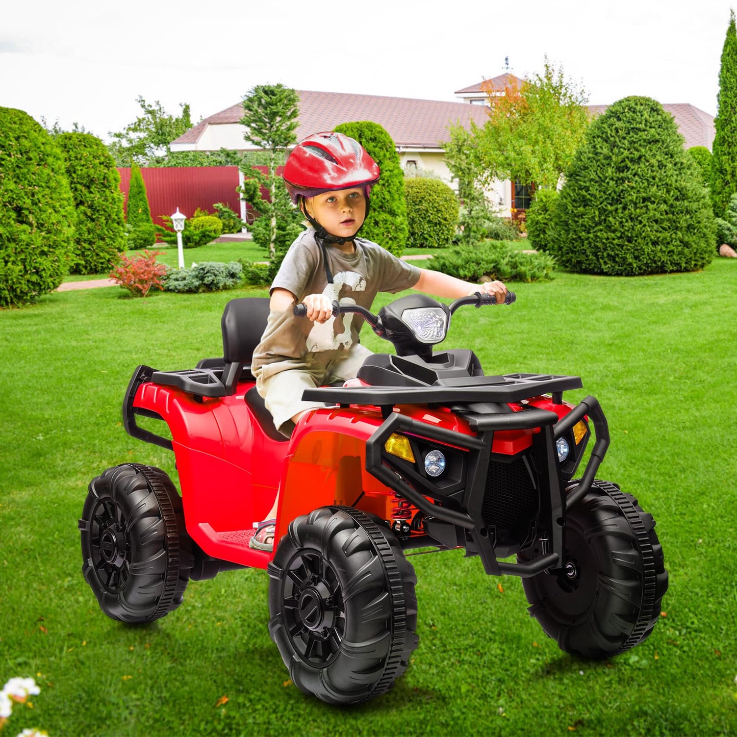Garvee Ride - P Series: 4 Wheeler Electric Vehicle for Big Kids 2 Seater Battery Powered Ride On Toy Car with Spring Suspension, LED Lights, High & Low Speed, Music, USB, Soft Start for Toddlers, Red