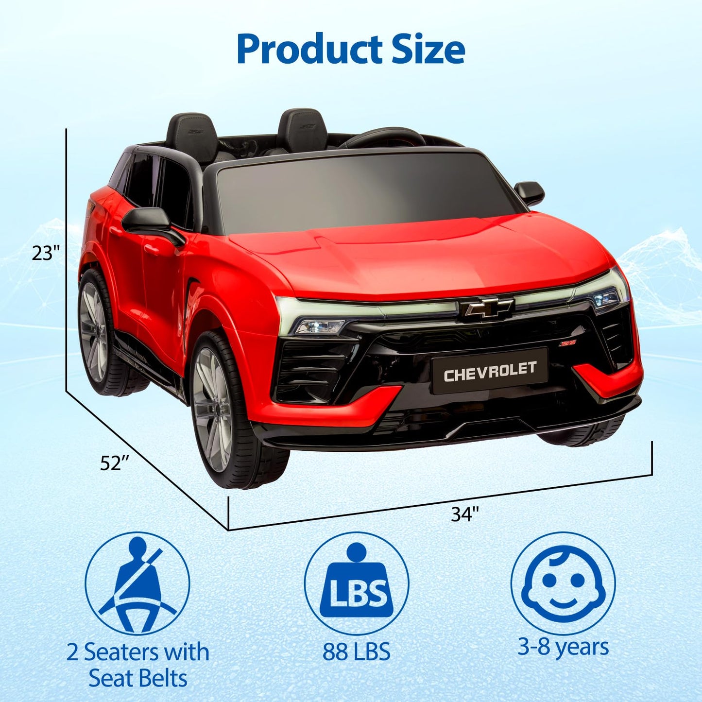 Garvee Ride - P Series: 24V 2-Seater Chevrolet Blazer Kids Car with Remote Control, Bluetooth - Red
