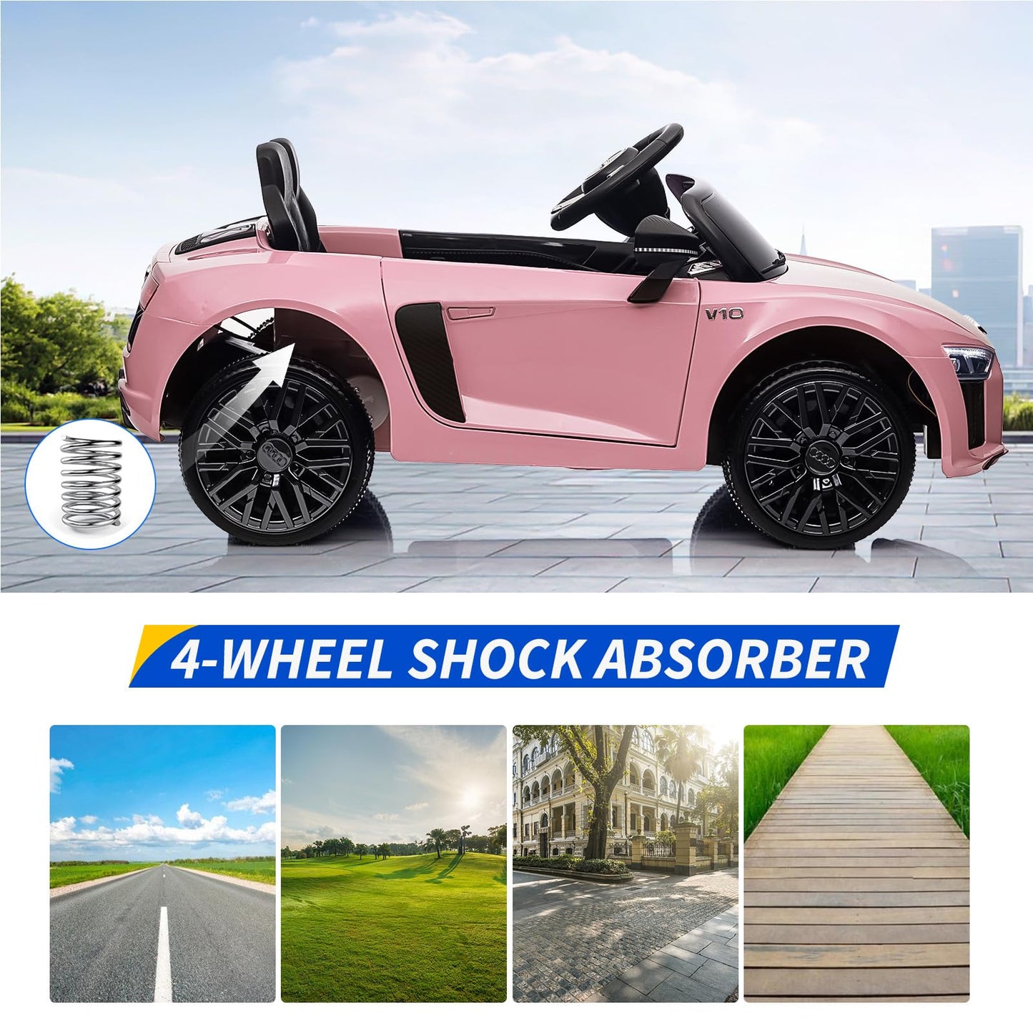 Garvee Ride - P Series: 12V Power Battery Electric Vehicles for 3-7 Toddlers, Licensed Toy Car with Remote Control, MP3 Player - Pink
