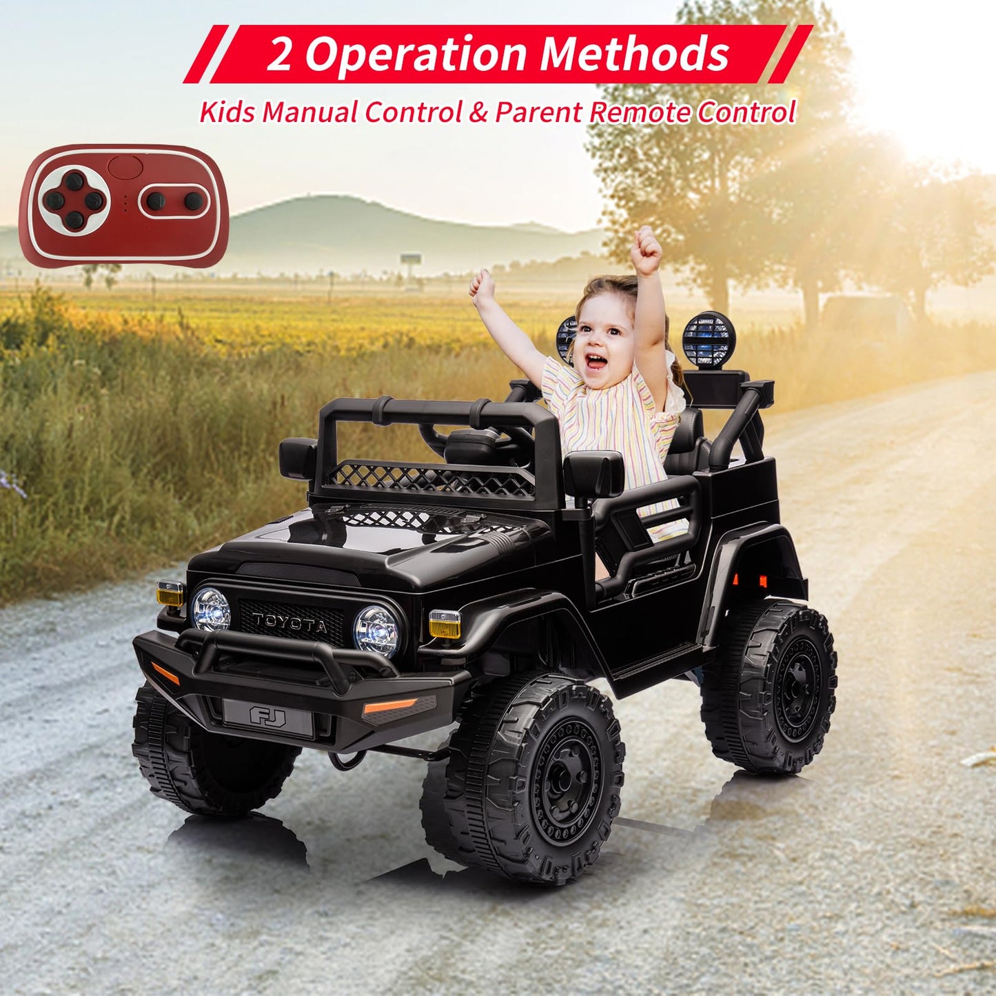 Garvee Ride - P Series: 12V Ride-On Truck for Kids: Remote Control, Battery Powered Electric Car, Music, LED Lights, Suspension System, Double Doors, Safety Belt, Ride-On Toy