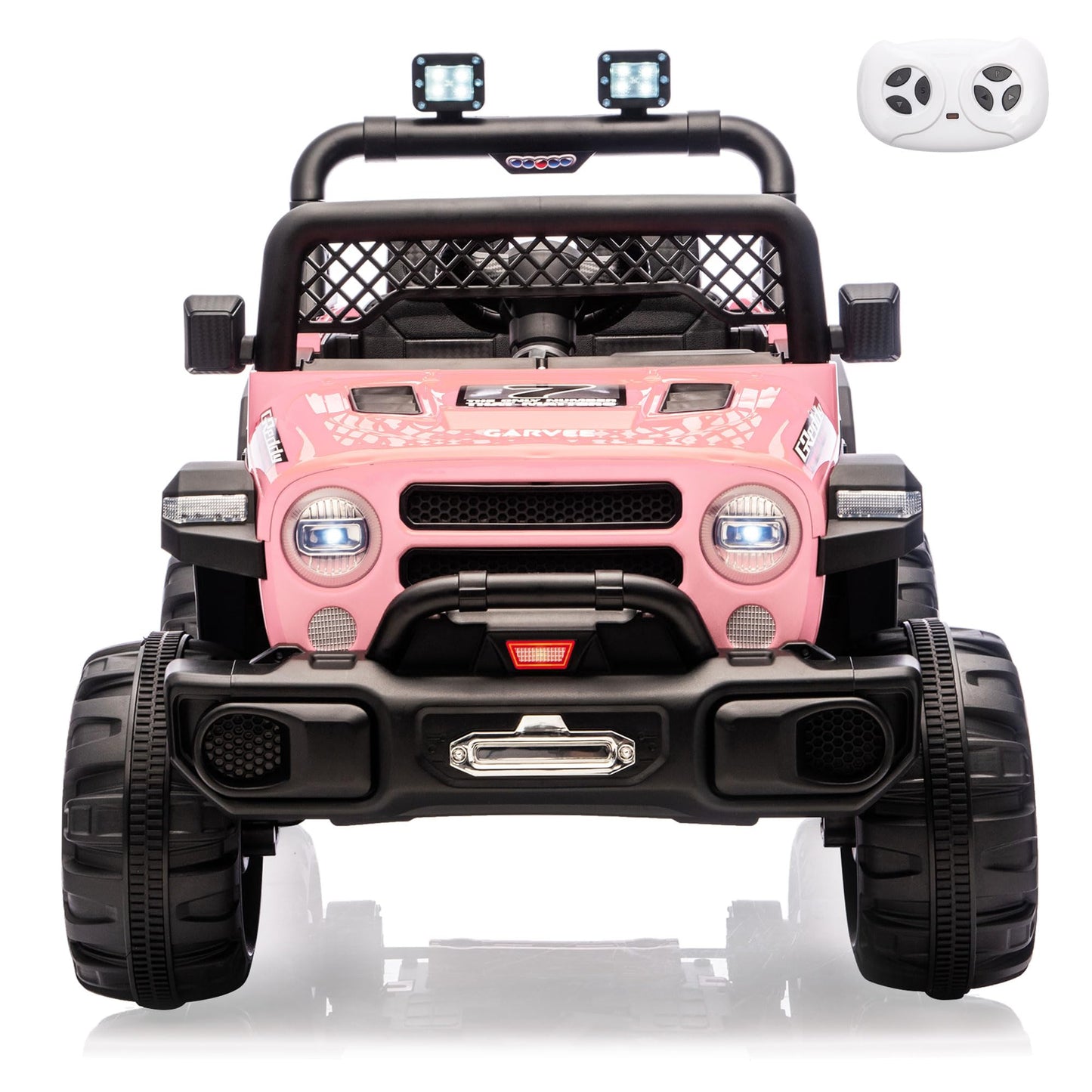Garvee 12V Kids Electric Ride-On Truck Car – 2x550W Motors, Remote Control, 3 Speeds, Spring Suspension, LED Lights, Music, Safety Belt – Battery Powered Vehicle for Children Ages 2-8, Pink