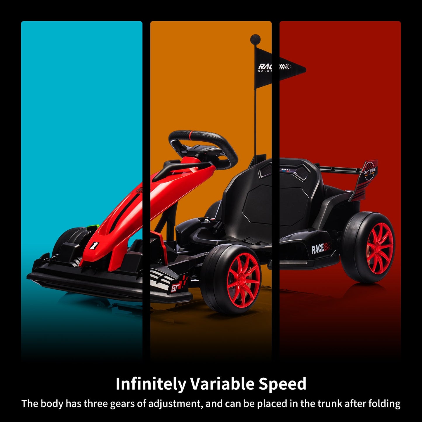Garvee Ride - G Series: 24V Electric Drift Kart for Kids, Ride Car with Adjustable Seat & 7.5MPH Speed, EVA Silent Wheels, Parent-Safety Certified Ride-On Toy - Red