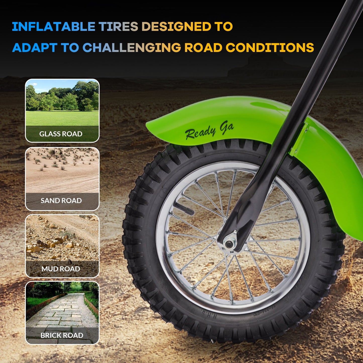 Garvee Ride - T Series: 24V Electric Dirt Bike, 2 Speed Max Up to 14 mph & 60 Minutes Continuous Ride on Toy Motorbike with Led Lights, Leather Seat, Handbrake for Big Kids Teen