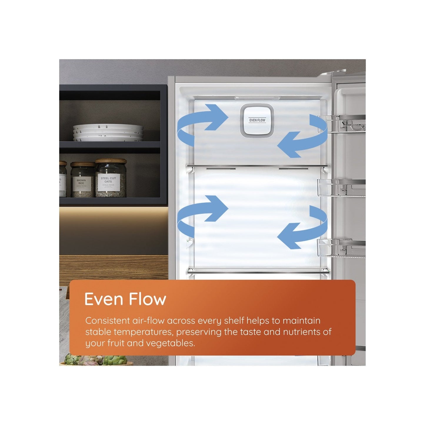 Hotpoint HPK26363WXP4UK Freestanding Dual No Frost Fridge Freezer With Even Flow Inox