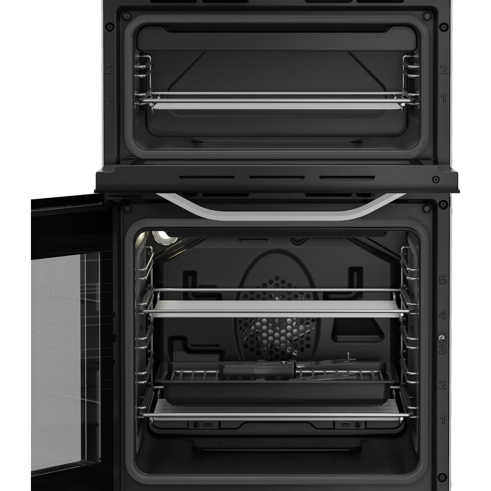 Hotpoint HTE5VCW Freestanding Electric Twin Cooker With Ceramic Hob White