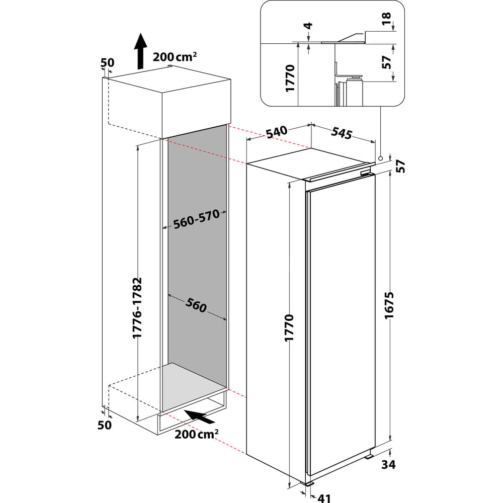 Hotpoint HTSD18A011A1 Integrated Low Frost Tall Larder Fridge
