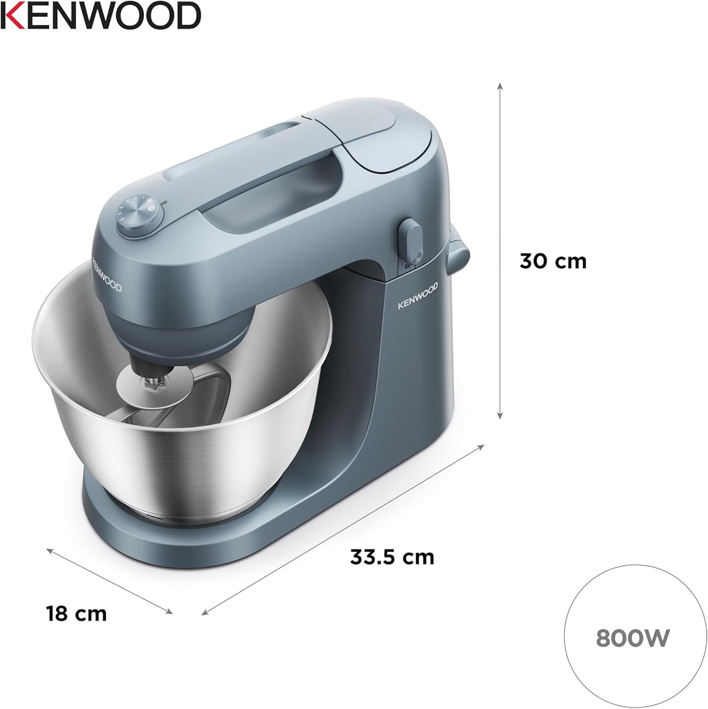 Kenwood KZM35.000GY Go Stand Mixer 4L Bowl 800W - Storm Blue