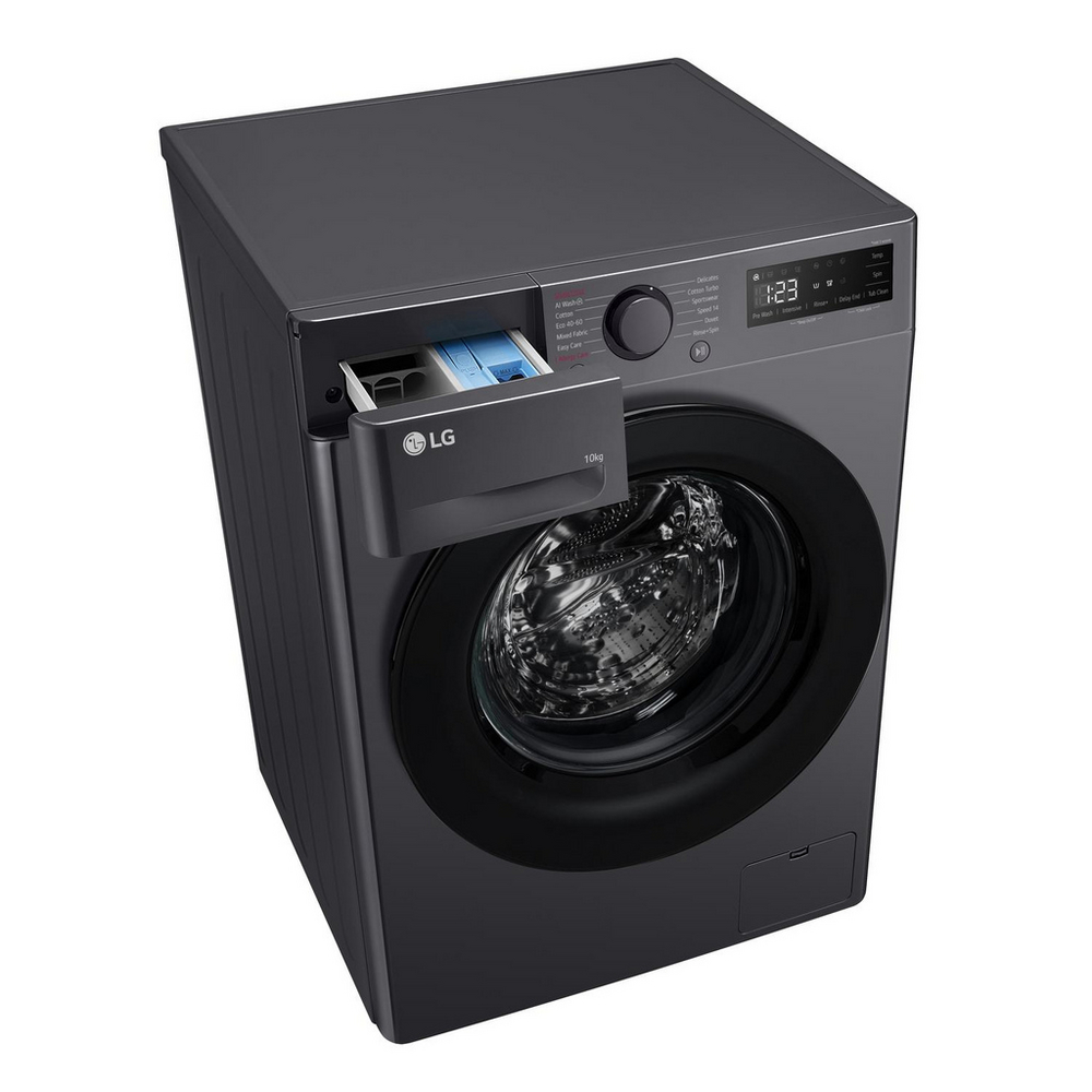 LG F4Y510GBLN1 10kg Steam 1400 Spin Freestanding Front Loading Washing Machine Slate Grey