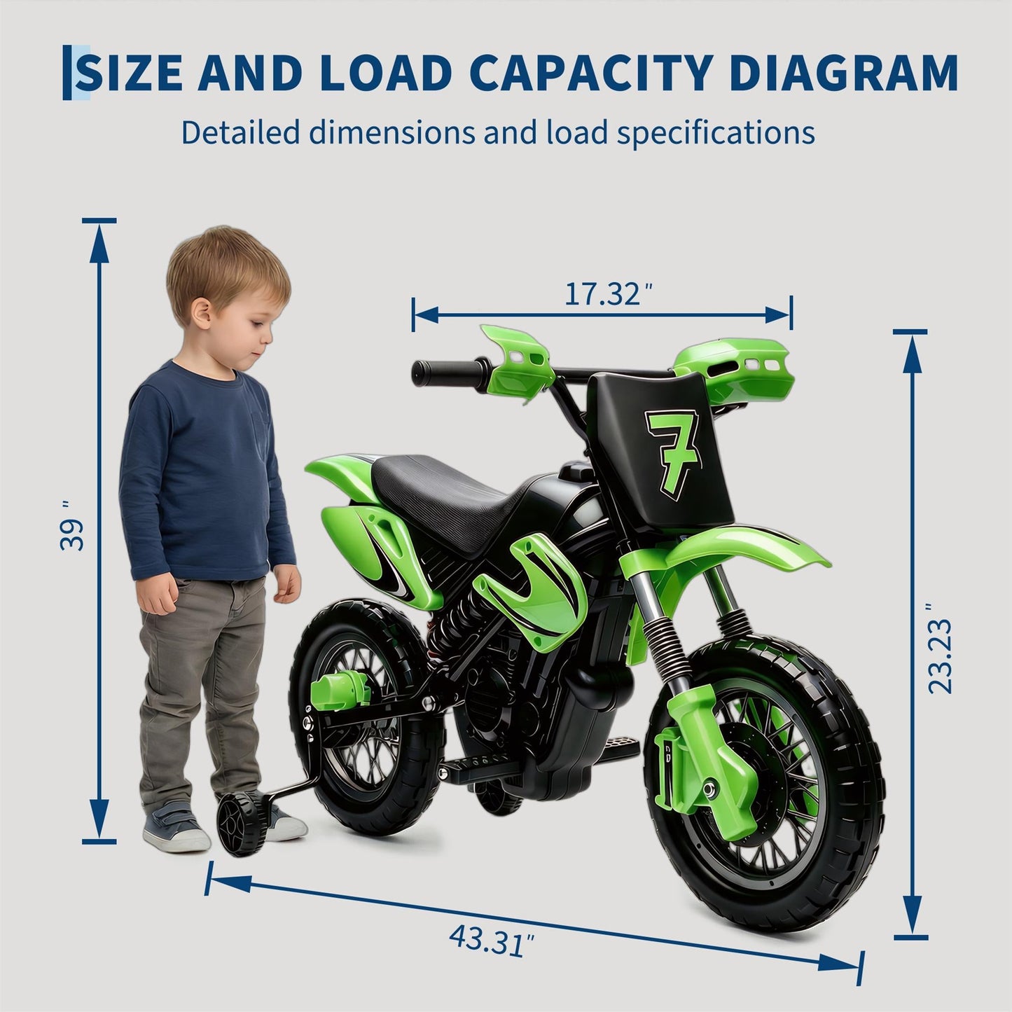 Garvee Safe 6V Electric Ride-On Motorcycle for Kids - Realistic Battery-Powered Toy Bike - Training Wheels, Lights & Sounds - Ideal for Boys & Girls - Green