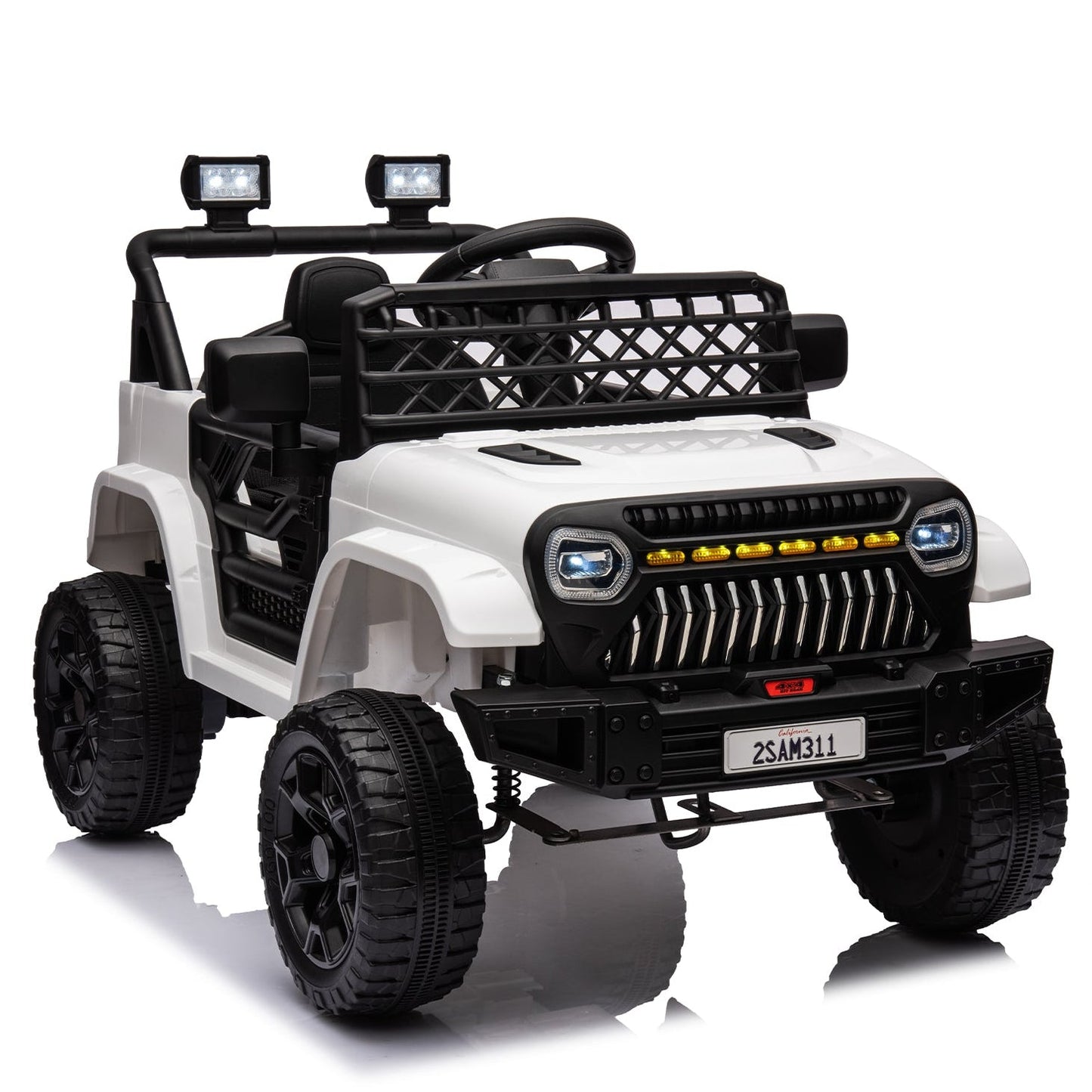 Garvee Ride - P Series: 12V Kids Ride On Truck for Toddles age 3+,with 2.4G Remote Control, Spring Suspension, Battery Display, LED Lights, Music, Battery Powered Ride on Car - White