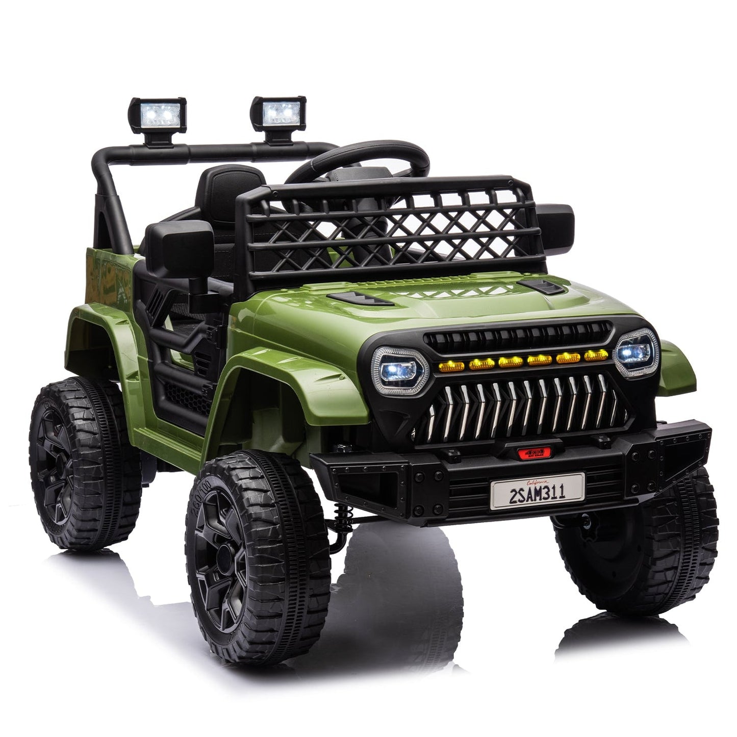 Garvee Ride - P Series: 12V Kids Ride On Truck for Toddles age 3+,with 2.4G Remote Control, Spring Suspension, Battery Display, LED Lights, Music, Battery Powered Ride on Car - Army Green