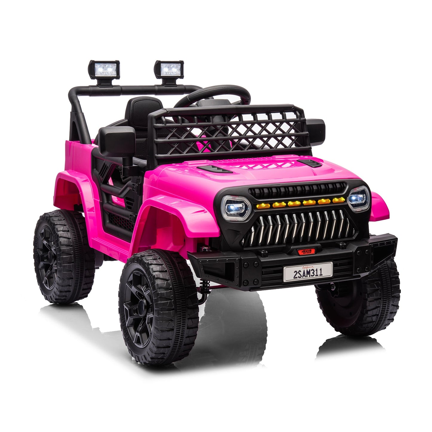 Garvee Ride - P Series: 12V Kids Ride On Truck for Toddles age 3+,with 2.4G Remote Control, Spring Suspension, Battery Display, LED Lights, Music, Battery Powered Ride on Car - Rose Red