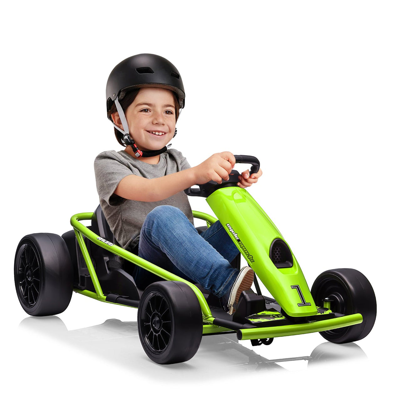 Garvee Ride G Series 24V Go Kart for Kids 8-12, 300W*2 Motors, 9Ah Battery, 8MPH Speed, Music, Horn, 175lbs Max Load - Green