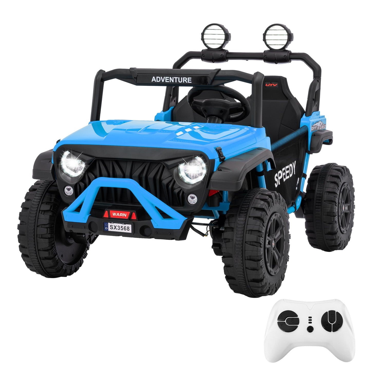 Garvee Ride P Series 24V Kids Toddler Ride On Truck 4WD 3 Speeds Large 7AH Battery Bluetooth MP3 Parent Safety Brake Red Outdoor Play - Blue