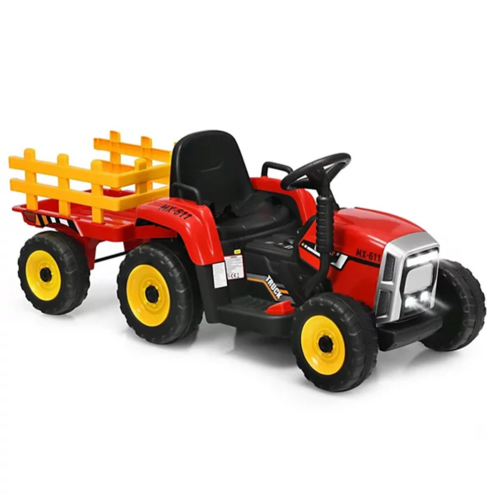 Garvee Ride - P Series: 12V Electric Tractor & Trailer for Kids, 3-6 Yrs - With RC - Red / 35W