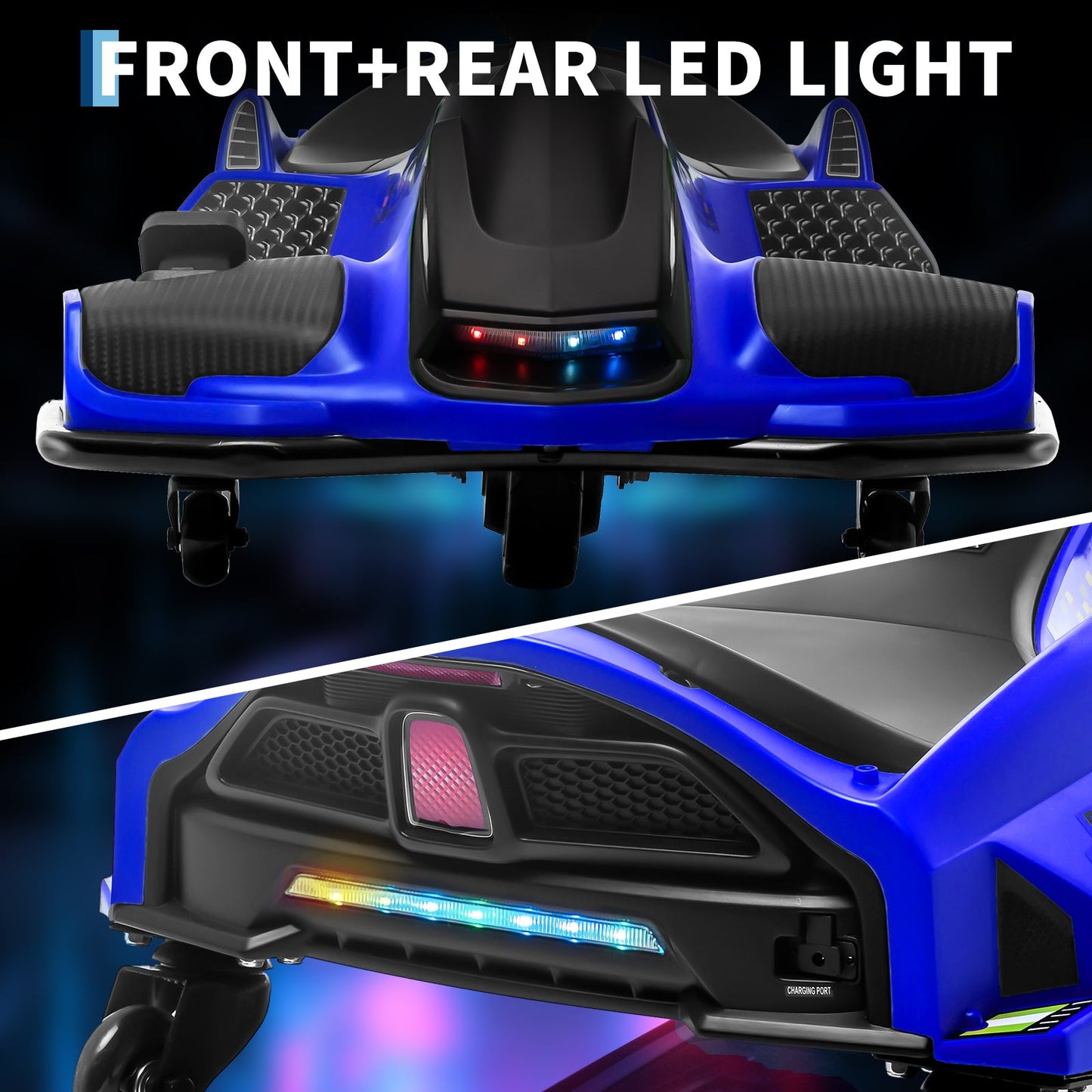 Garvee Ride - G Series: 24V Drift Go-Kart for Kids: Quality Metal, 7.5mph, LED, Music, for 8-12 Years Old - Blue