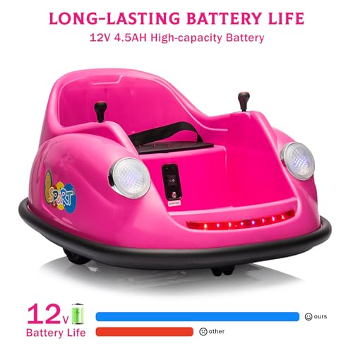 Garvee Ride - P Series: 12V Battery Car for Kids W/Parent Remote, Led Lights, 2-Speed, 360°Spin - Pink