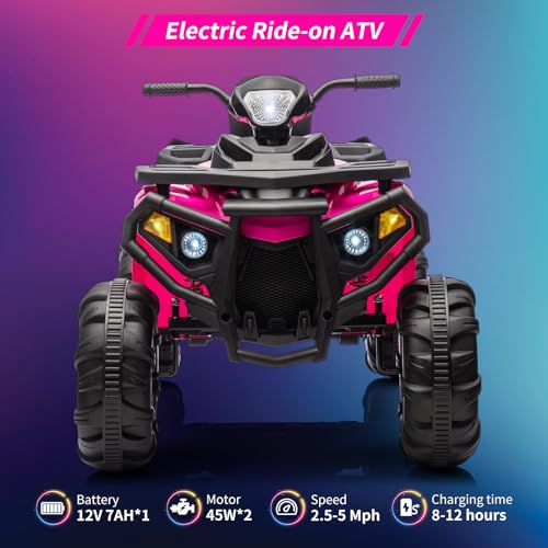Garvee Ride - P Series: 4 Wheeler Electric Vehicle for Big Kids 2 Seater Battery Powered Ride On Toy Car with Spring Suspension, LED Lights, High & Low Speed, Music, USB, Soft Start for Toddlers, Pink