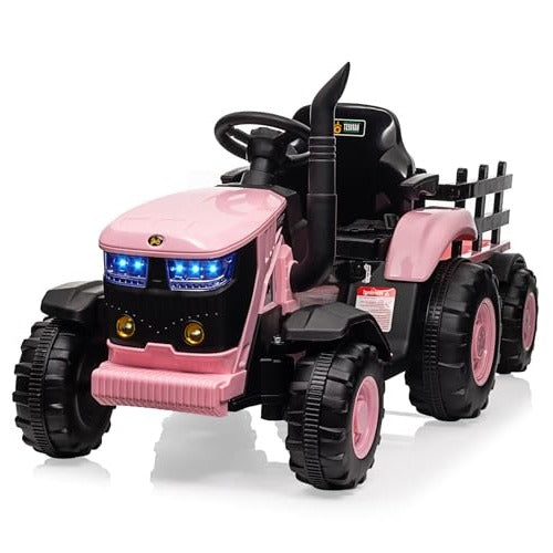 Garvee Ride - P Series: 12V Remote Control Tractor for Kids with 7-LED & Safety Belt - Pink