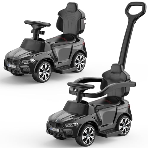 Garvee Ride - P Series: 4-in-1 Push Cars for Toddlers 1-3 with Led Lights, Music, Horn and Controllable Push Handle - Black