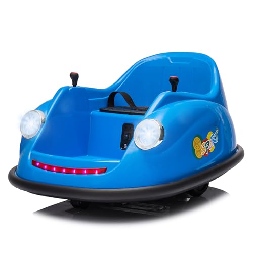 Garvee Ride - P Series: 12V Battery Car for Kids W/Parent Remote, Led Lights, 2-Speed, 360°Spin - Blue