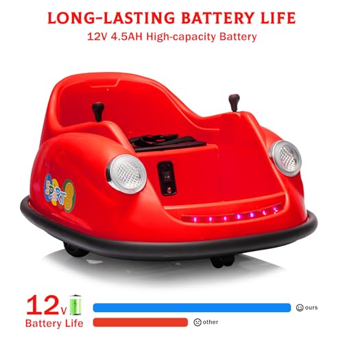 Garvee Ride - P Series: 12V Battery Car for Kids W/Parent Remote, Led Lights, 2-Speed, 360°Spin - Red