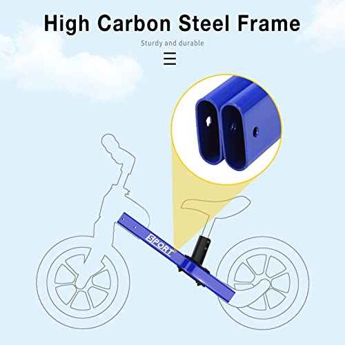 Garvee Upgraded Balance Bike for 2 3 4 5 Year Old Kids Boys Girls 12-Inch Wheels Training Bike No Pedal Adjustable Seat & Handlebar Height (New Blue)