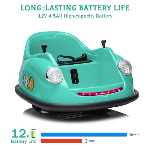 Garvee Ride - P Series: 12V Battery Car for Kids W/Parent Remote, Led Lights, 2-Speed, 360°Spin - Green