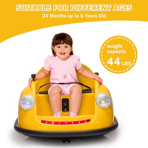 Garvee Ride - P Series: 12V Battery Car for Kids W/Parent Remote, Led Lights, 2-Speed, 360°Spin - Yellow