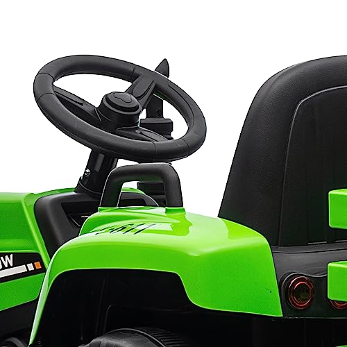 Garvee Ride - P Series: 12V Electric Tractor & Trailer for Kids, 3-6 Yrs - With RC - Green / 35W